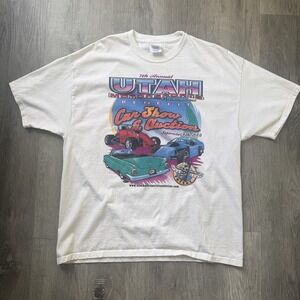 Vintage 2005 Utah Motorsports Car Show Shirt Mens XL White Racing Graphic Tee